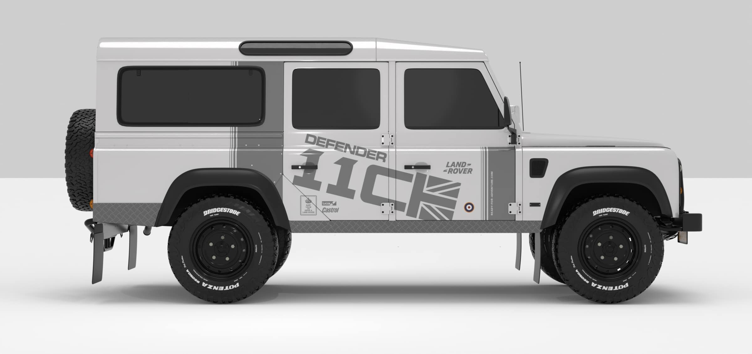 Defender White -- Sticker Light Grey Stickers Décoration Land Rover Defender