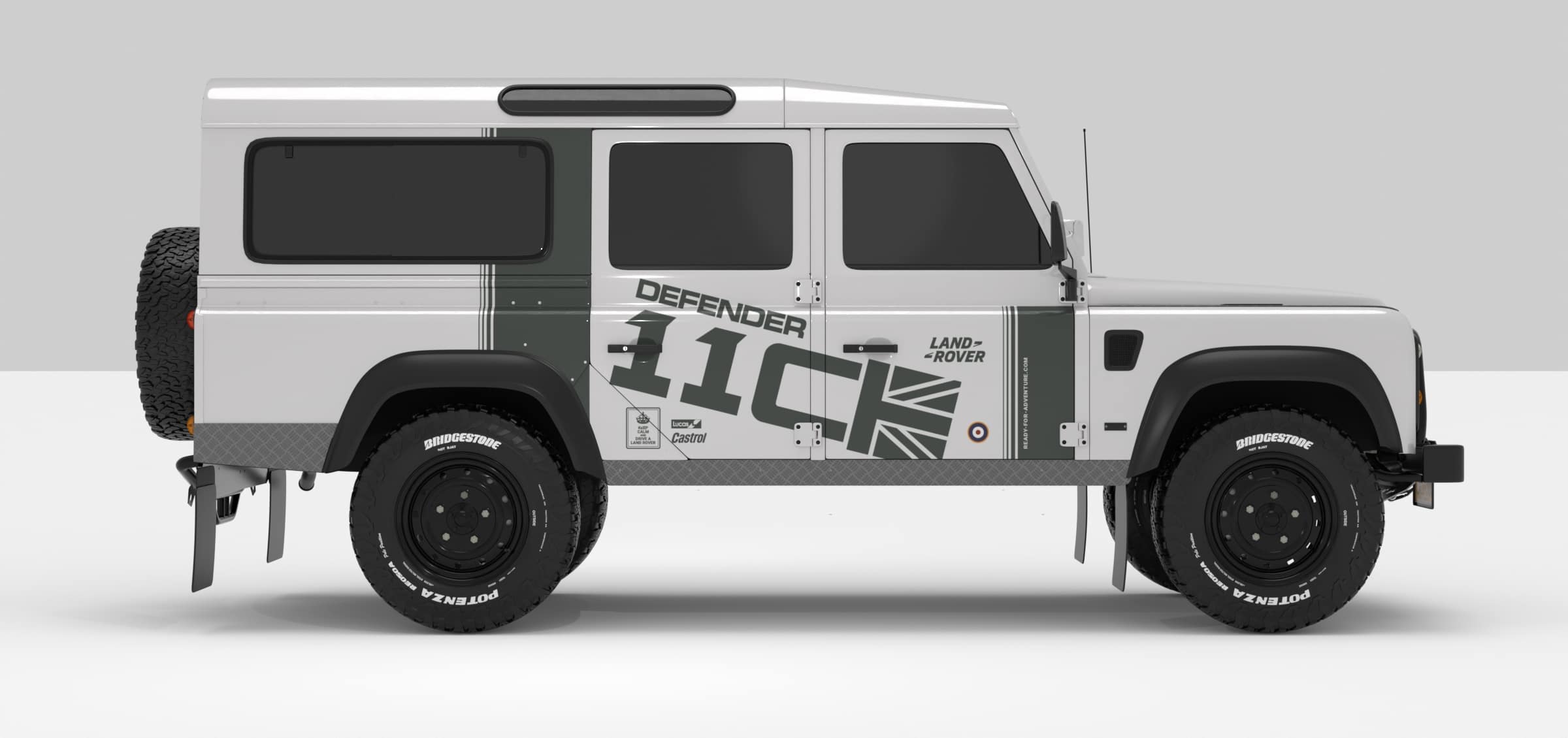 Defender White -- Sticker Medium Grey Stickers Décoration Land Rover Defender